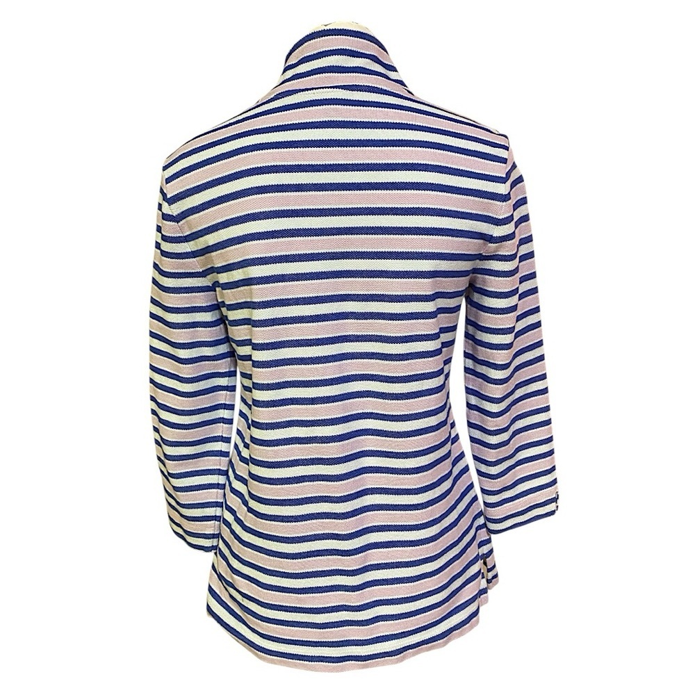 T by Talbots Striped 1/2 Zip in Blue Pink and White Size Small - Picture 3 of 6